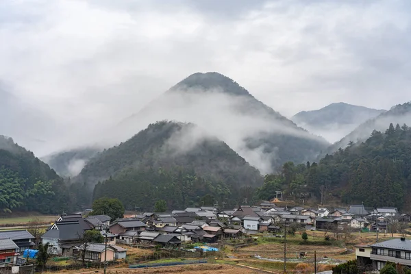 Vista Las Montañas Escena Rural Tiempo Brumoso Paisaje Campestre Japonés — Foto de Stock