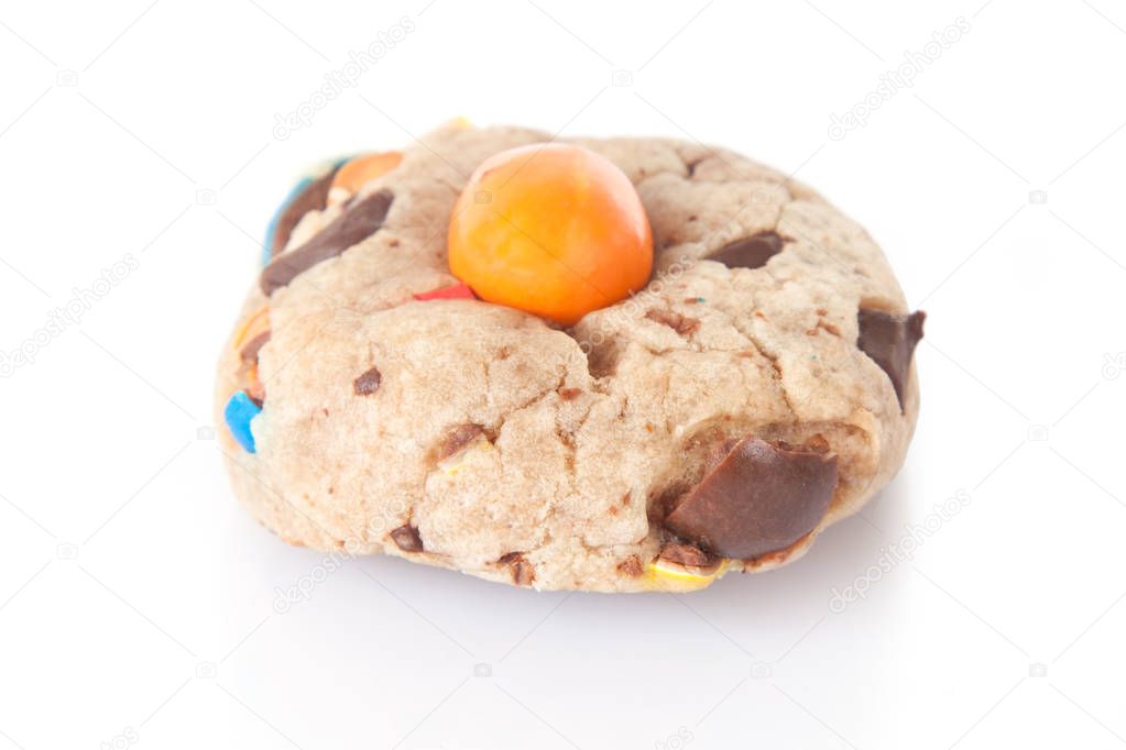 butter cookie with orange chocolate peanuts isolated