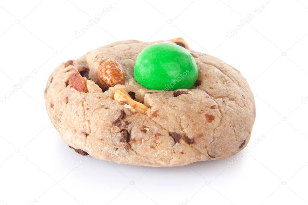 cookies with green peanut isolated in studio