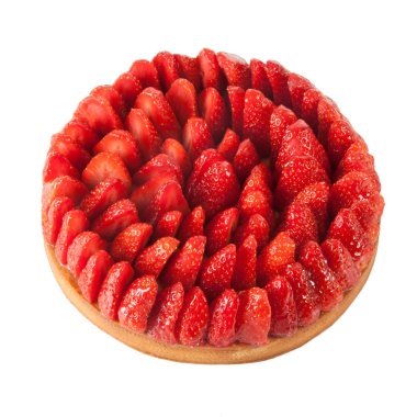 Çilekli pasta kırmızı daire ve lezzetli izole 