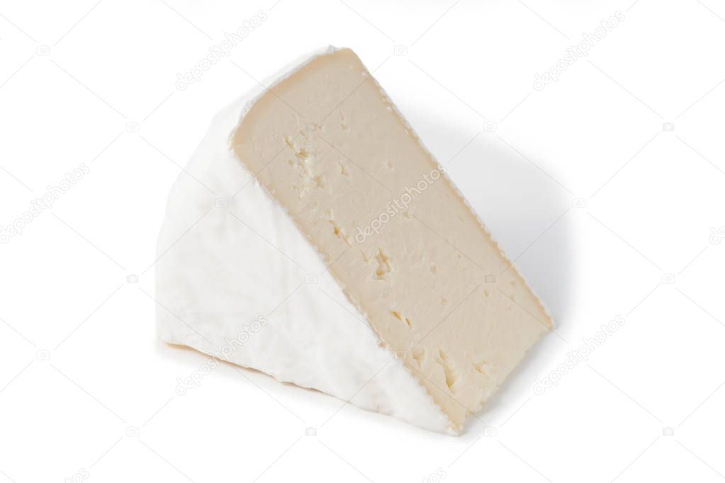 piece of camembert cheese isolated