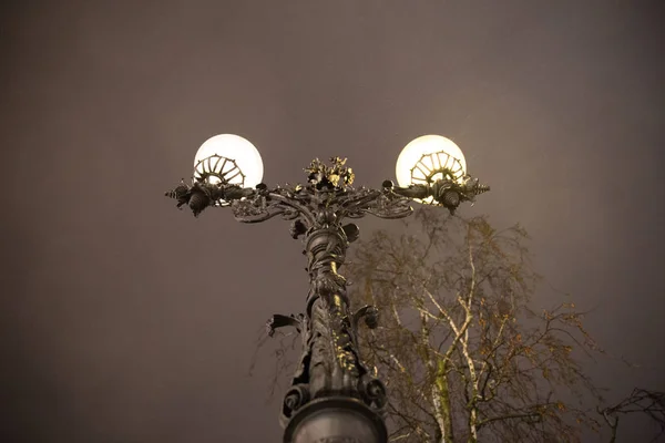 Old Street Lamp Rain Night — Stock Photo, Image