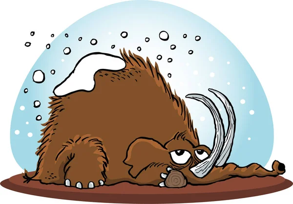 Karlı gün yorgun mamut yalan aşağı. İlk Çağ hayvanlar.