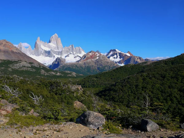 Monte Fitz Roy Picos Circundantes Perto Chalten Santa Cruz Argentina — Fotografia de Stock