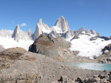 Mount Fitz Roy ve çevresindeki tepeler yakınındaki El Chalten Santa Cruz Arjantin
