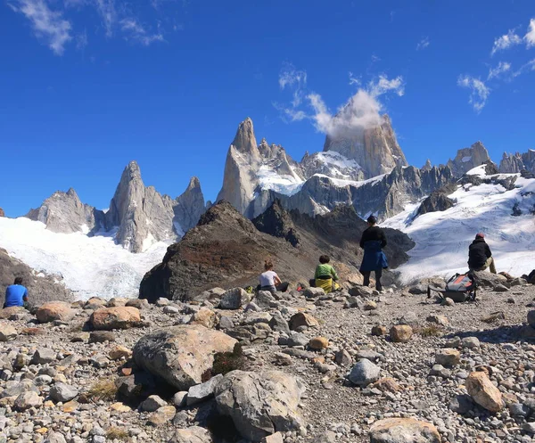 Mount Fitz Roy Und Umliegende Gipfel Der Nähe Von Chalten — Stockfoto