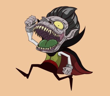 Dracula vektör ve illüstrasyon. Cadılar Bayramı gecesi Monster
