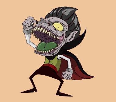 Dracula vektör ve illüstrasyon. Cadılar Bayramı gecesi Monster