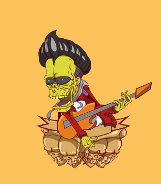Zombi gitar palyer vektör. Cadılar Bayramı gecesi Monster