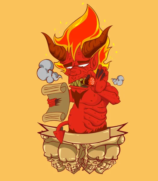 Vetor Red Devil Character. Monstro na noite de Halloween —  Vetores de Stock