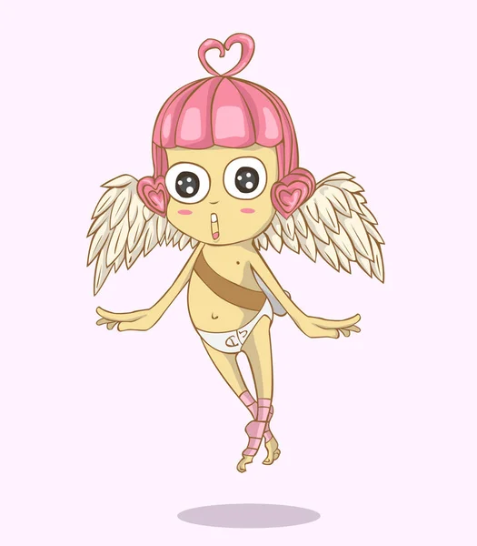 Vettore dei cartoni animati Cupido e illustrazione. San Valentino — Vettoriale Stock