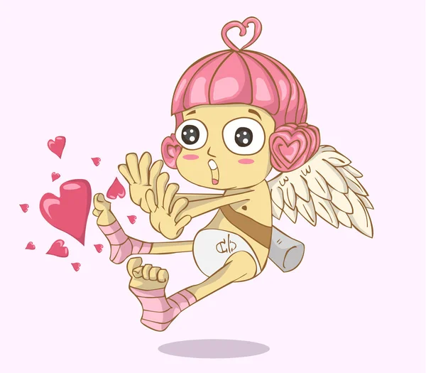 Vektor kartun Cupid dan ilustrasi. hari valentine - Stok Vektor