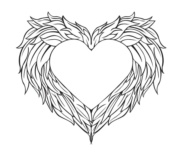 Design Winged Heart il giorno di San Valentino vettoriale e illustrazione — Vettoriale Stock