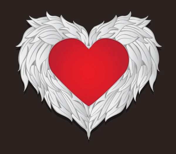 バレンタインの Day.vector やイラストに心の翼をデザインします。 — ストックベクタ