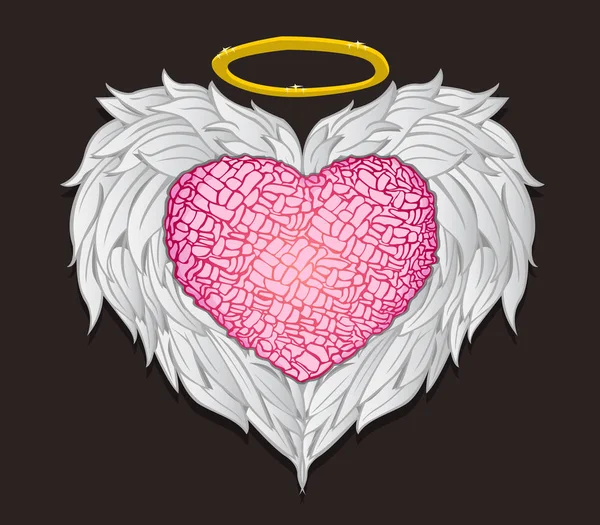 Design Winged Heart on Valentine 's Day.vector e ilustração — Vetor de Stock