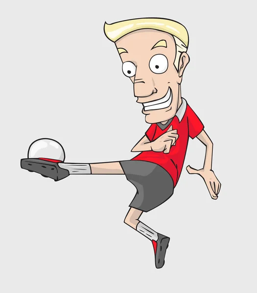 Fútbol jugador de acción patear la pelota . — Vector de stock
