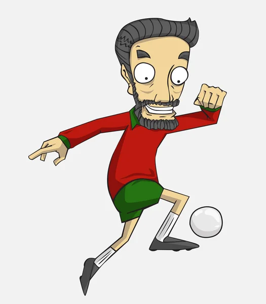 Fútbol jugador de acción patear la pelota. vector de dibujos animados e ilustración — Vector de stock