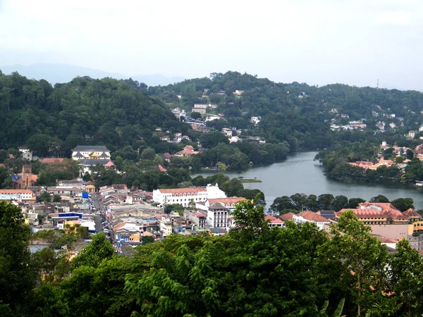 Staden Kandy Sri Lanka Visa Kungens Sjön Och Staden Kandy — Stockfoto