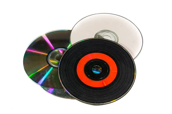 Stare płyty CD na białym tle . — Zdjęcie stockowe