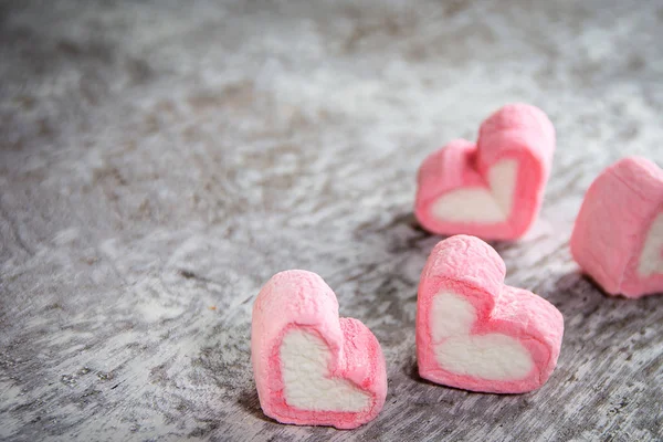 Heart shape marshmallow pink for love and valentines day — Stock Photo, Image