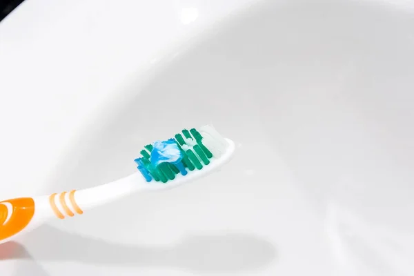 Toothpaste on Toothbrush — Stock Photo, Image