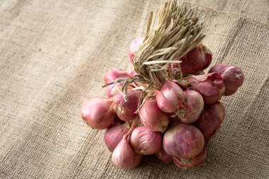 çuval bezi kumaş üzerine organik arpacık