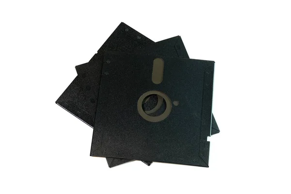 Beyaz arka planda siyah 5,25" disket — Stok fotoğraf