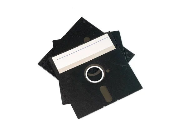 Vintage siyah 5,25" disket beyaz arka plan üzerinde — Stok fotoğraf