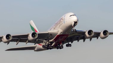Emirates Airbus A380 airplane clipart