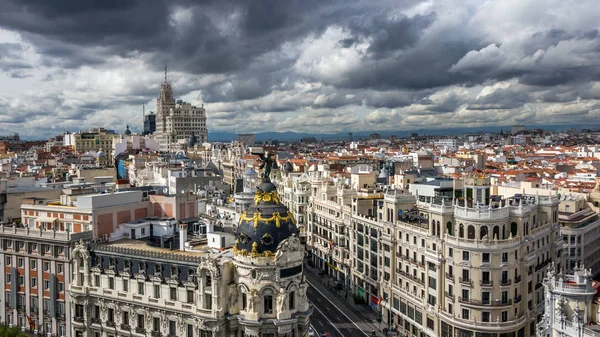 Gran Via Metropolis Madrid Spanyolország — Stock Fotó