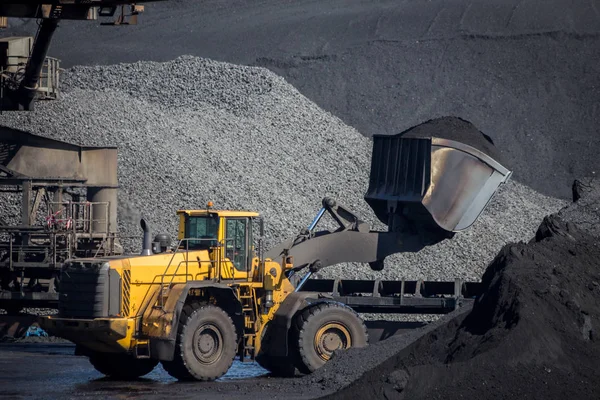 Yellow bulldozer coal — Stock Photo, Image