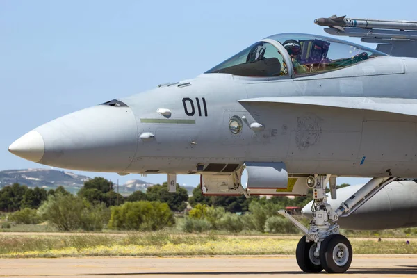 Στρατιωτική F-18 Hornet μαχητικό αεροπλάνο — Φωτογραφία Αρχείου