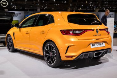 BRUSSELS - JAN 10, 2018: Renault Sport Megane R.S. car showcased at the Brussels Motor Show. clipart