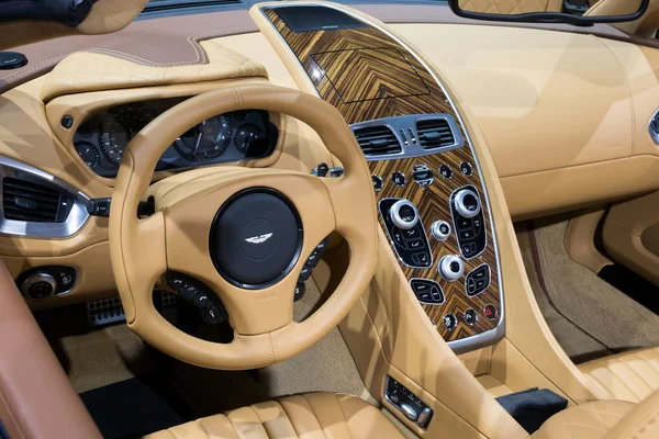 Amsterdam Abr 2015 Vista Interior Coche Aston Martin Vanquish Volante — Foto de Stock