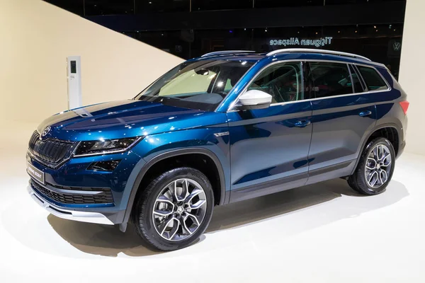 Bruxelas Jan 2018 Novo Carro Skoda Kodiaq Scout Suv Mostrado — Fotografia de Stock