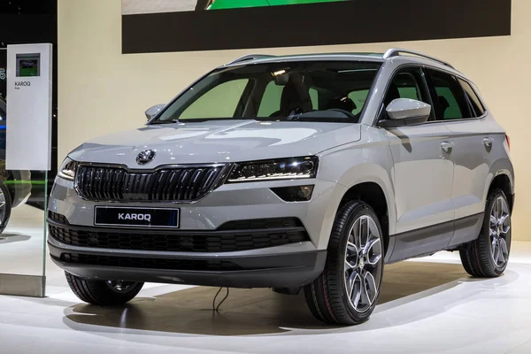 Bruxelles Jan 2018 Voiture Compacte Suv Skoda Karoq Présentée Salon — Photo