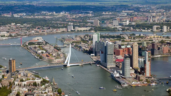 Rotterdam erasmus bridge Luftaufnahme — Stockfoto