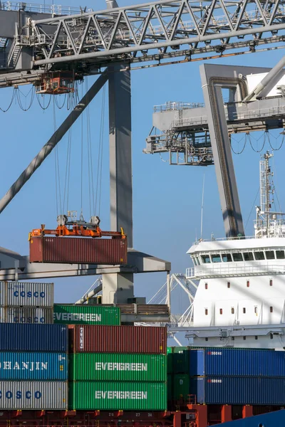 Containerfartyg laddad port — Stockfoto