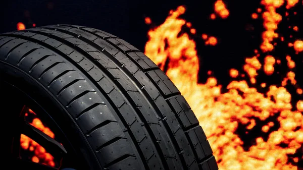 Car tire fire background — Stock Photo, Image