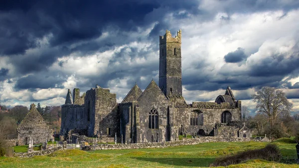 Quin Abbey harabesi, County Clare, İrlanda — Stok fotoğraf