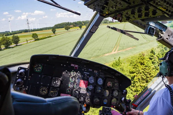 Cockpit view of a Bell UH-1 Huey helicopter — Stock Photo, Image