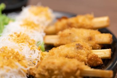 Yakın plan, Şeker Çubuklu Kızarmış Karides pirinç erişteli, Vietnam