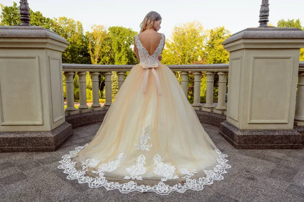 Güzel gelin manor house dışında beyaz düğün