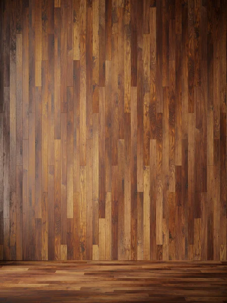 Abbildung Rendern schwarzes Interieur mit Holzwand — Stockfoto