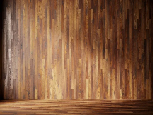 Illustration återge naturlig inredning med trä väggpaneler — Stockfoto