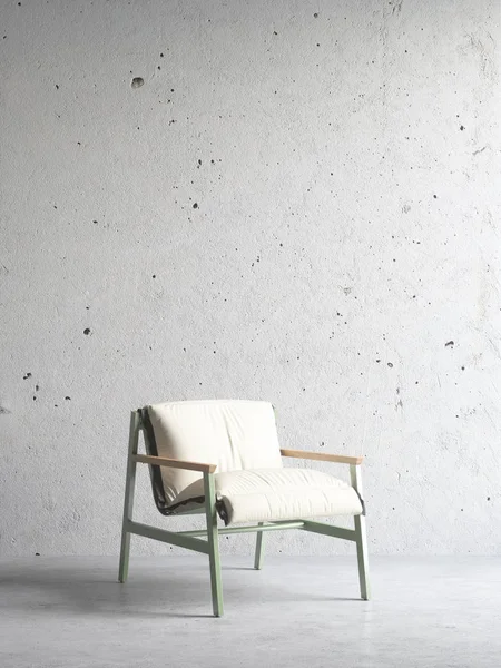 3D рендеринг кресла в бетонном интерьере — стоковое фото