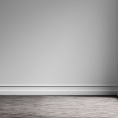 parke zemin ile beyaz iç 3D render