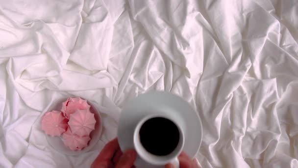 Koffie Bed Selectieve Aandacht — Stockvideo