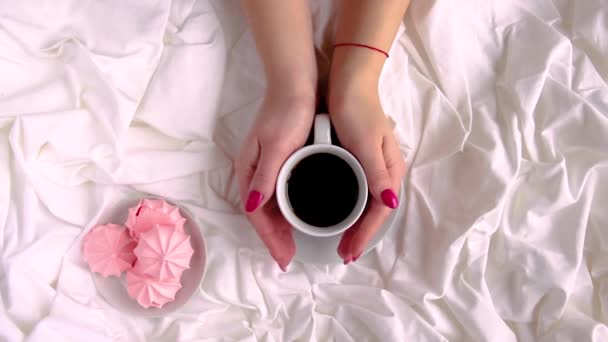 Koffie Bed Selectieve Aandacht — Stockvideo