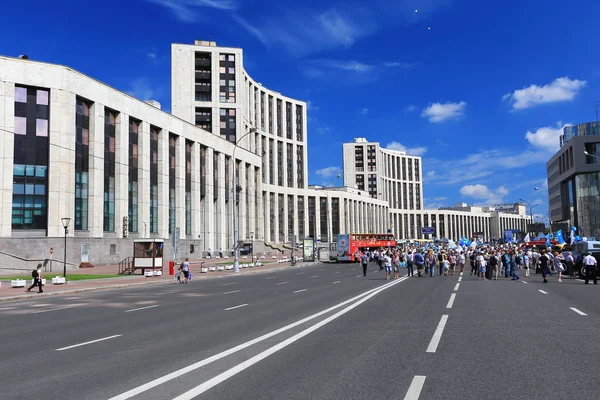 Moscow Sakharov Avenue Agosto 2015 Mostra Annuale Autobus Della Città — Foto Stock